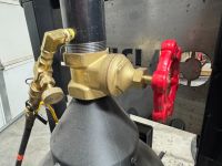 Gas and air mixing valves on the forge