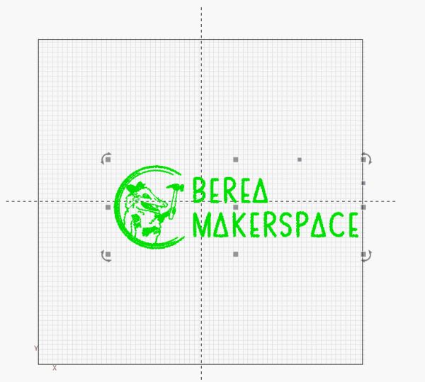 Makerspace logo laid out in LightBurn.